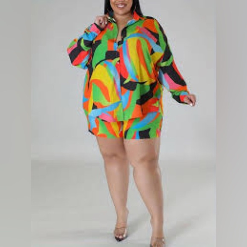 Vibrant Abstract Two-Piece Set - Picture 2 of 5